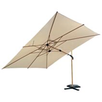 Parasol déporté rectangulaire VIENNA en métal imitation bois - toile coloris écru