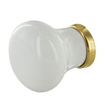 Bouton D25mm Porcelaine blanc Socle acier laitonné