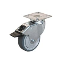Roulette pivotante à platine avec frein caoutchouc gris non tâchant Ø75mm charge 60kg - CIME
