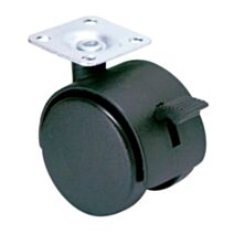Roulette pivotante à platine polypropylène noir avec frein Ø50mm charge 40kg - CIME