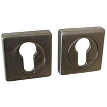 Set de 2 rosaces à cylindre carré zamack nickelé 50 x 50 mm - CHAINEY