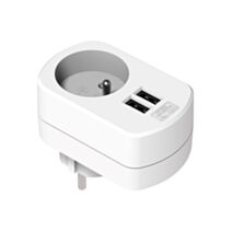 Chargeur blanc sur secteur avec 2xUSB 3,4A - FPE