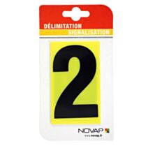 Chiffre imprimé 100x60 mm n° 2 jaune/noir