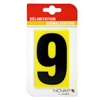 Chiffre imprimé 100x60 mm n° 9 jaune/noir