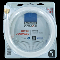 Tuyau flexible caoutchouc gaz naturel 1.5m