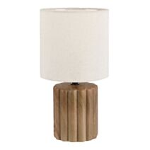 Lampe à poser Chani bois printé céramique lin 28,5cm - SEYNAVE