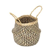 Panier pliable Belly jonc de mer noir/naturel 27x26cm - COMPACTOR