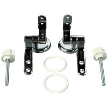 Ensemble fixation métal chromé abattant bois massif