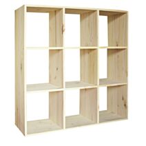 Meuble de rangement 9 cases Pin Brut Kubik 108x108x30cm - LUSIMAT
