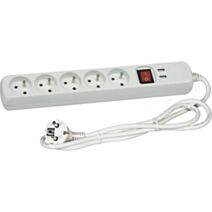 Bloc multiprise 5 prises avec interrupteur+ 2 ports usb