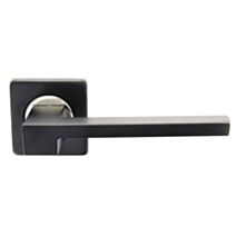 2 poignées de porte aluminium Mérimée sur rosace acier noir mat et chromé - LINEA BERTOMANI