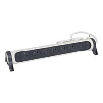 Multiprise 6 prises 2P+T Interrupteur Cordon 1,5m + Parafoudre Blanc/Noir