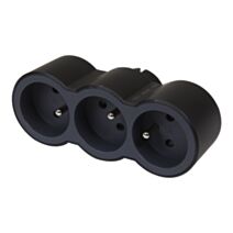 Fiche 3 prises 2P+T Frontales 16A 230V 3680W Noir