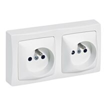 Double prise de courant avec terre complet blanc - LEGRAND