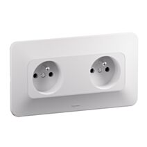 Double prise de courant avec terre horizontale 16A bornes automatiques blanc - LEGRAND
