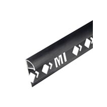 Profilé 1/4 rond fermé Mur alu brossé noir mat 12,5mm/2,5m