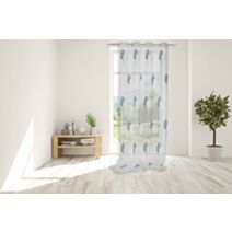 Voile Brodé motif feuillages Paseo 140x250cm Turquoise