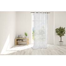 Voile Brodé motif feuilles Ugo 140x250cm Blanc