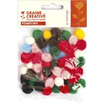 50 Pompons Assortiment 15 Mm Acrylique - GRAINE CREATIVE