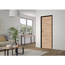 Bloc porte réversible Rio chêne clair huisserie noire 204x83x4cm - OPTIMUM