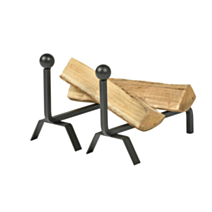 Lot de 2 Chenets Doppio en acier noir