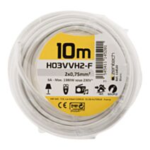 Cable ho3vvh-2f 2x0.75 blanc 10m - INOTECH
