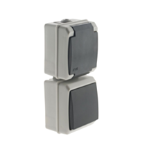 Va-et-vient + prise 2P+T vertical Beewell IP54 - ZENITECH
