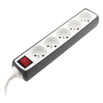 Multiprise 5 prises 16A + interrupteur + coque gris zingué TPx193906