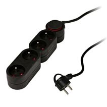 Bloc multiprise 4 prises fiche extraplate noir - ZENITECH