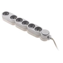 Bloc multiprise 6 prises avec fiche extraplate silver - ZENITECH