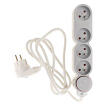 Bloc 4 prises 16A + inter silver câble H05VV-F 3G1mm² - INOTECH 