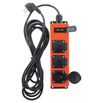 Multiprise étanche 3 prises 16A 2P+T 2x USB 2,1A câble 3m noir/rouge - ZENITECH