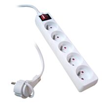 Bloc 5 prises + inter. + fiche extra plate blanc H05VV-f 3G1mm² -  INOTECH