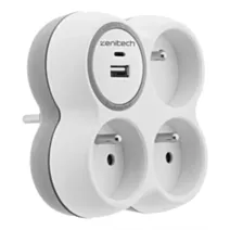 Bloc 16A 4 prises avec chargeur USB A+C blanc - ZENITECH