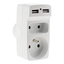 Fiche 2 prises + USB murale multimédia - INOTECH