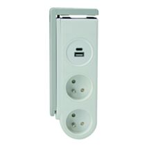 Bloc gekko clipsable 2 prises + 2 USB blanc