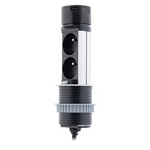 Bloc escamotable Ø60mm 2 prises 16A + 2 chargeurs