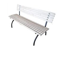 Banc en pin Square 160x64xh82cm gris cérusé + pieds noirs