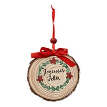 Décoration de Noël Sujet bois rondin nœud D9cm - FEERIC