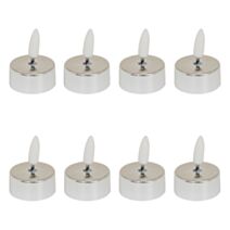 Bougie LED chauffe-plat Tilia métal 5,5cm argent x8 - ATMOSPHERA