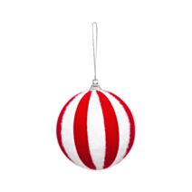Boule pl rouge /blanc d8cm