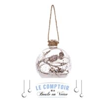 Boule de Noël Fiole Nature Verre Ø8cm