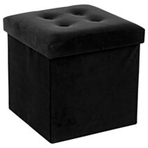 Pouf avec rangement Lysandre velours noir 38 x 38 cm
