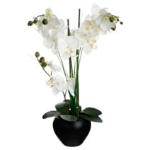 Orchidée artificielle en vase céramique noir H.53cm - ATMOSPHERA