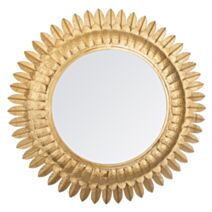 Miroir métal feuilles or ⌀ 70 cm