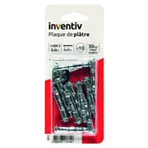 10 Chevilles Plaque Plâtre Ø8x38mm + Vis TR Ø4x47mm - INVENTIV