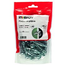 30 Chevilles Plaque Plâtre Ø12x37mm + Vis TR Ø6x45mm - INVENTIV