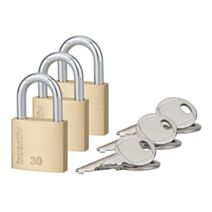 3 Cadenas + 2 Clés Laiton 30mm - INVENTIV