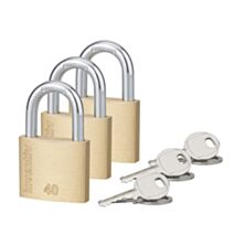 3 Cadenas + 2 Clés Laiton 40mm - INVENTIV