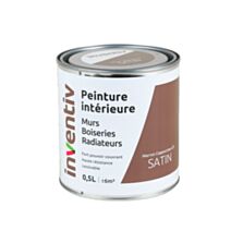 Peinture intérieure murs boiseries radiateurs satin marron cappuccino 2 0,5L - INVENTIV